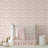Elegant nursery featuring Coco's Cottage Wallpaper by The 7th Haven Interiors Line, with a focus on the floral design.
