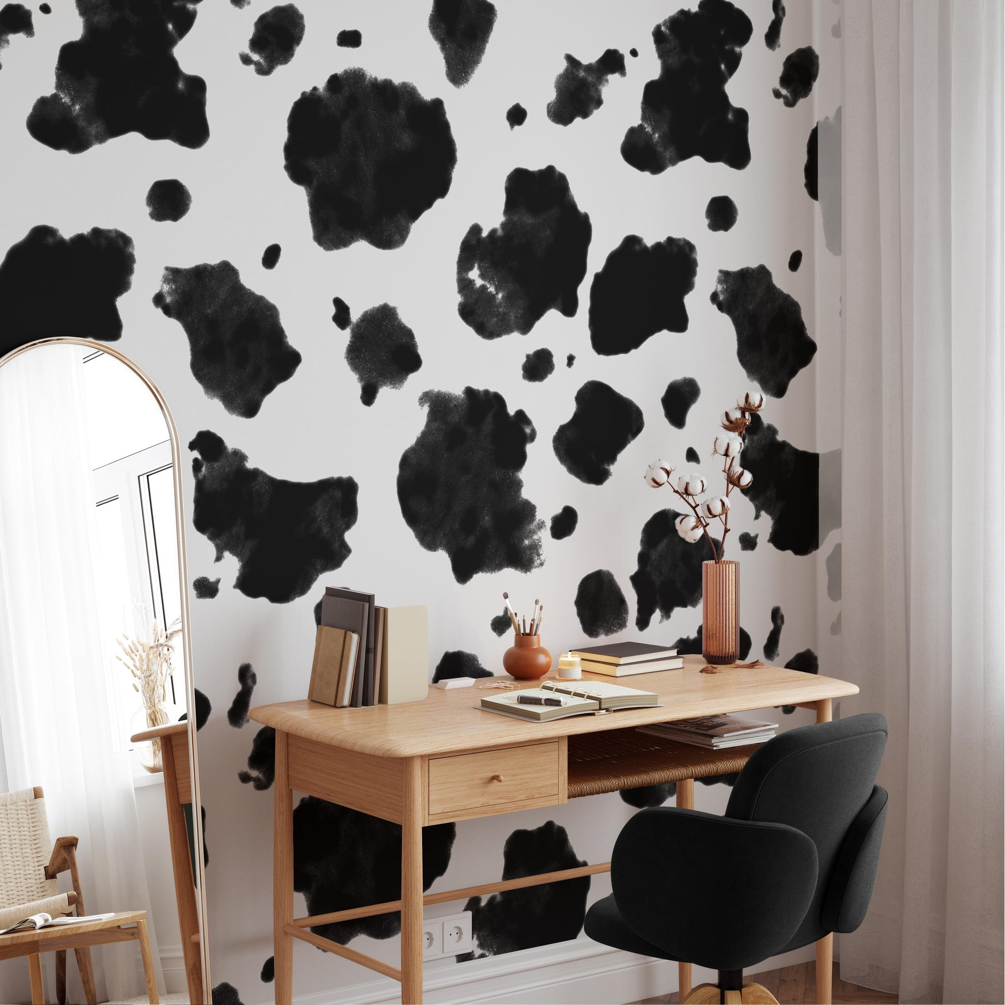Brown & White Cow Spots Wallpaper Mural