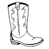 It seems there might be a misunderstanding since the image you've provided depicts a drawing of a cowboy boot rather than a room with wallpaper. If you have an image of a room displaying the "Outlaw (Black) Wallpaper" from the brand "Wall Blush," please provide that instead so I can assist you in creating an appropriate alt text for SEO purposes.