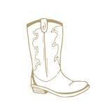 It appears there has been a misunderstanding. The image provided does not display a room with wallpaper, but rather it shows a drawing of a boot. Since the given task is to focus on "Outlaw (Tan) Wallpaper" by Wall Blush in a room setting, this image is not applicable for the given alt text description task. Please provide an image that matches the product and setting you'd like the alt text for.