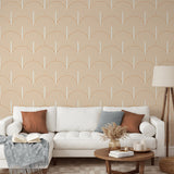 "Cyrus Wallpaper by Wall Blush in a modern living room featuring a stylish sofa and chic decor."