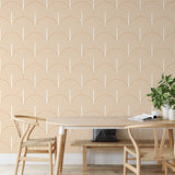 "Cyrus Wallpaper by Wall Blush in a modern dining room, with focus on the stylish geometric pattern."