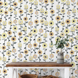 Darla Wallpaper from The Chelsea DeBoer Line in a cozy entryway, showcasing floral patterns as key decor.
