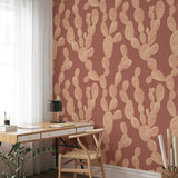"Desert Revival Wallpaper by Wall Blush in modern home office with stylish decor highlighting the wall focus."
