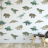 Saurus Wallpaper by Wall Blush SG02 in a Stylish Kids' Room with Dinosaur Motifs

