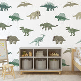 Saurus Wallpaper by Wall Blush SG02 in a kid's bedroom, featuring playful dinosaur designs.
