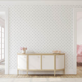 Doodle Dot Wallpaper by Wall Blush in elegant living room, showcasing stylish polka dot design focus.
