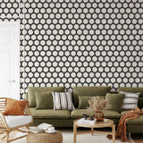 "Wall Blush Bejewel Wallpaper in modern living room, bold pattern focus, stylish home decor"
