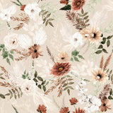 Alt text: "Wall Blush Ana (Tan) floral wallpaper in a chic living space, highlighting the intricate design for home decor."
