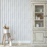 "Wall Blush's Gabbandra Stripes Wallpaper in a modern kitchen, highlighting the elegant wall decor."