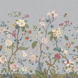 "Giselle Wallpaper by Wall Blush depicting elegant floral patterns, ideal for living room decor focus."
