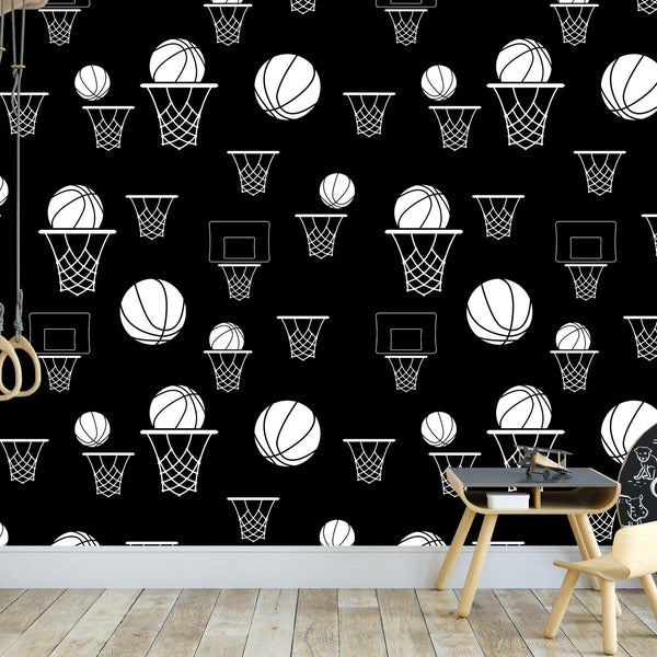 Hoops - Basketball-inspired Peel and Stick Wallpaper– WALL BLUSH