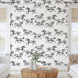 Spirit Wallpaper by Wall Blush SG02 featured in stylish living room with horse pattern focus.
