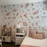 The Cosette - Floral Wallpaper by Wall Blush, elegant design in a cozy bedroom setting, highlighting room aesthetics.
