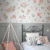 The Cosette - Floral Wallpaper by Wall Blush in a stylish bedroom, highlighting elegant wall decor focus.
