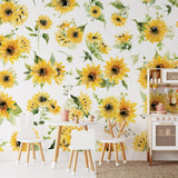 Juniper Wallpaper by The Chelsea DeBoer Line in a bright kids' playroom, showcasing vibrant floral patterns.

