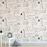 Children's room featuring the playful Wilder Wallpaper by Wall Blush SG02, highlighting the whimsical animal design.
