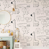Wilder Wallpaper by Wall Blush adorning a playful children's room, animal-themed design focus.