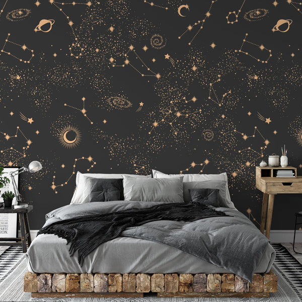 Milky Way - Charcoal and Tan Constellation Planetary Peel and Stick ...