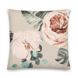 "Terracotta Blooms" - Premium Throw Pillow - WALL BLUSH