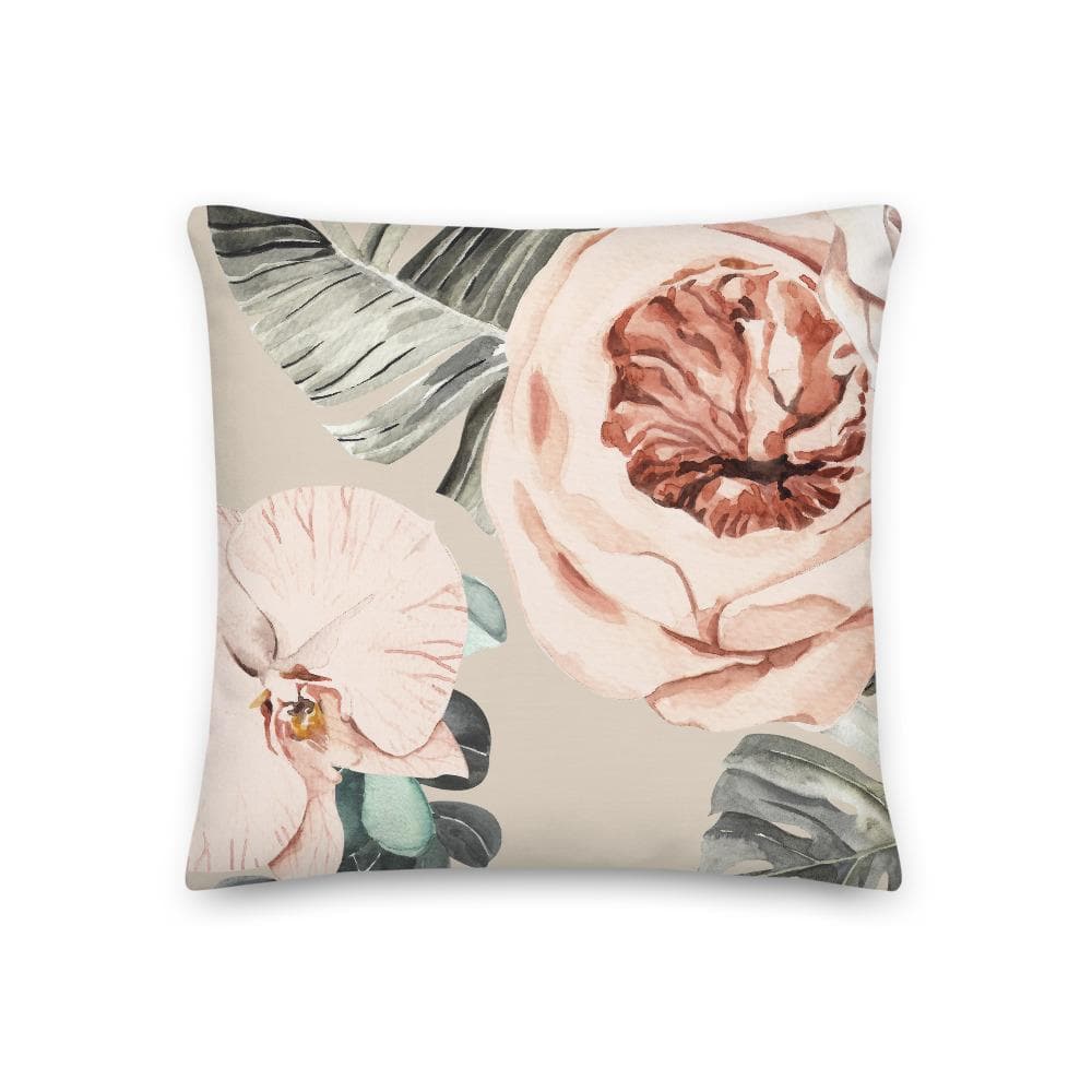 "Terracotta Blooms" - Premium Throw Pillow - WALL BLUSH