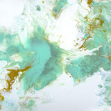 Abstract New Port Wallpaper by The A&S Line, featuring marbled green and gold design for a living room wall.
