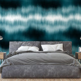 Oceanside Wallpaper by Wall Blush featured in a modern bedroom, showcasing the bold pattern as the focal point.
