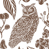 Wall Blush Cottonwood Wallpaper featuring an owl design in a modern living space setting.