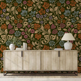 Bristol Wallpaper by Wall Blush SG02 in a modern living room, showcasing an elegant floral pattern focus.
