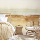 Palm Spring Wallpaper by The A&S Line in a stylish bedroom, with sandy tones and serene vibe.
