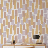 Wall Blush SG02's 'Love You to Pieces Wallpaper' in a stylish home office, highlighting the unique pattern and colors.
