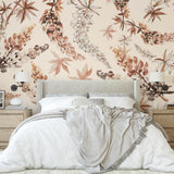 Decorative floral Piper’s Meadow Wallpaper from The Ania Zwara Line in a cozy bedroom setting.
