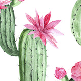"Wall Blush Prickly Princess Wallpaper adding charm to a modern room, with cactus and floral patterns."