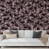 Lovett Wallpaper botanical design by Wall Blush SG02 in stylish living room with sofa, highlighting elegant wall decor.
