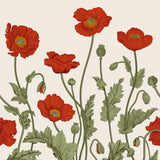 "Wall Blush Poppy Lane Wallpaper, vivid red floral design, perfect for an elegant living room accent wall."

Please note that for SEO optimization, it is also important to consider the context in which the image is used on a website, as additional relevant keywords could be included in the alt text for better searchability.