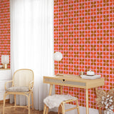 "Wall Blush's Jackie Wallpaper featuring vibrant pattern in stylish home office setup."
