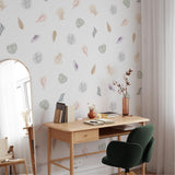 "Sally Wallpaper by Wall Blush in cozy home office with stylish decorative pattern focus"