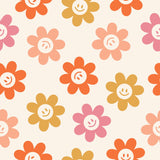 "Daisy Wallpaper by Wall Blush, vibrant floral design in a modern living room setting with focus on the wall covering."