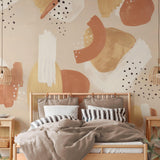 Abstract Solstice Wallpaper by The Minty Line in stylish modern bedroom, with focus on wall design and texture.
