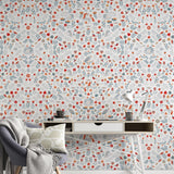 Storybook Wallpaper by Wall Blush SG02, featuring whimsical patterns in a cozy home office.
