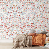 Child's room with Wall Blush SG02 Storybook Wallpaper, playful and vibrant pattern design.
