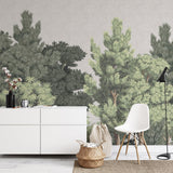 "Wall Blush's Central Park Wallpaper featured in a modern living room with stylish decor focused on the wall design."