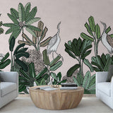 Ardea Wallpaper by Wall Blush SG02 in a modern living room with a botanical design focus.
