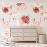 Vogue Wallpaper from The Clements Crew Line enhancing a nursery with elegant floral design.
