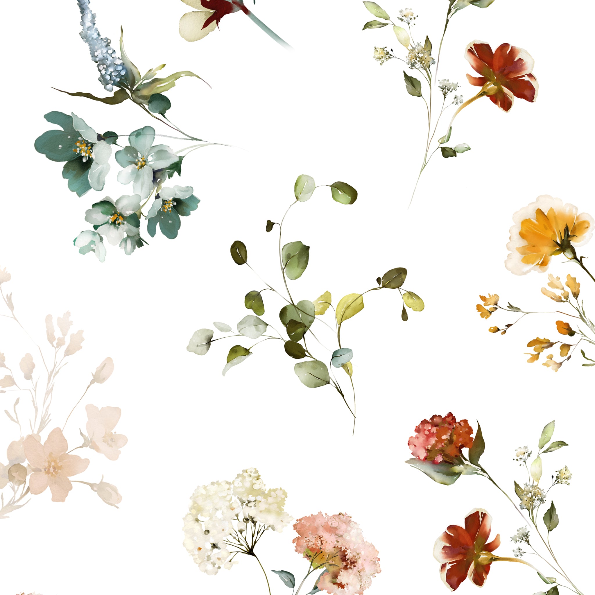 Watercolor Flowers Draft - WALL BLUSH