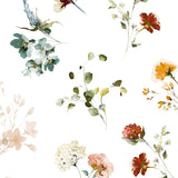 "Wall Blush Wildflower Wallpaper design samples for a modern living space, with a focus on floral patterns."