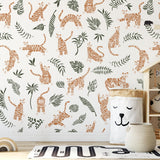 Wall Blush SG02's RAWR (White) Wallpaper gracing a child's room, focusing on playful tiger design.
