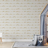 Child's bedroom featuring Wild Child Wallpaper by Wall Blush with animal patterns and cozy decor.

