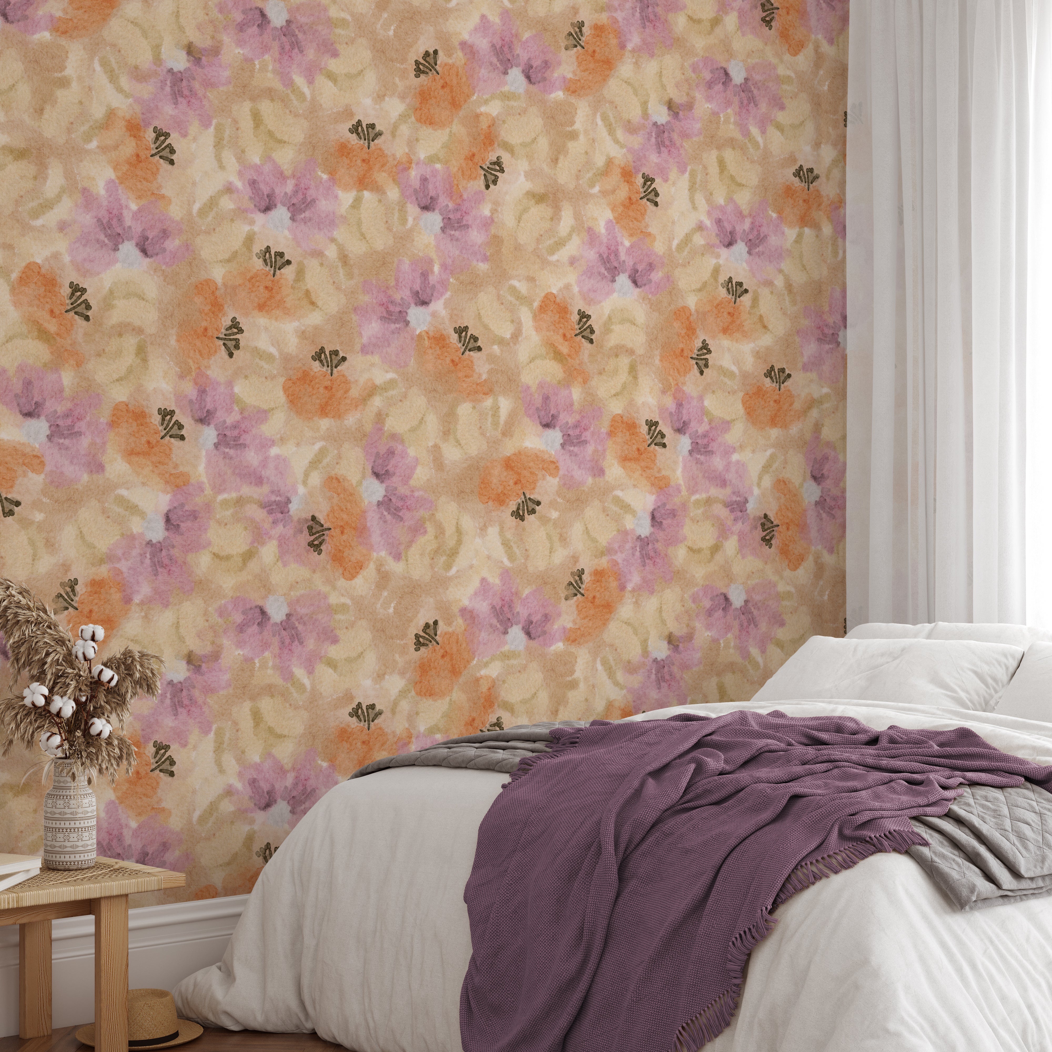 Twill Flowers Wallpaper - Wall Blush SG02 from WALL BLUSH