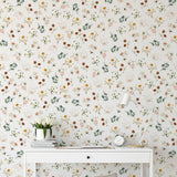 Wildflower Wallpaper by Wall Blush SG02 adorning a home office with elegant, nature-inspired design.
